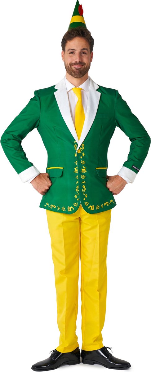 Suitmeister Elf Kostuum - Mannen Pak - Groen & Geel - Kerst & Halloween - Maat XL
