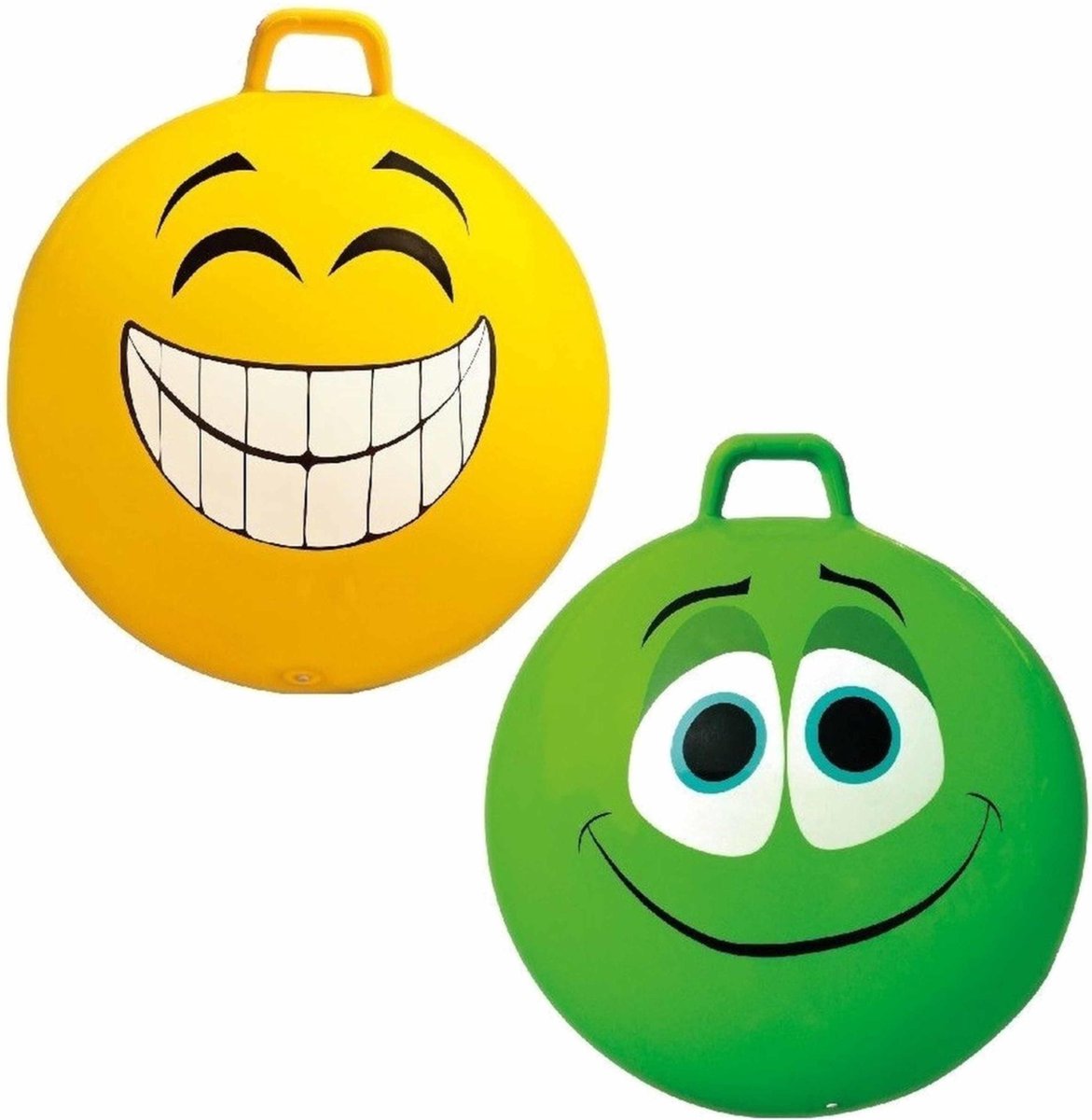 2x stuks speelgoed  len met funny faces gezicht geel en groen 65 cm - Buitenspeelgoed