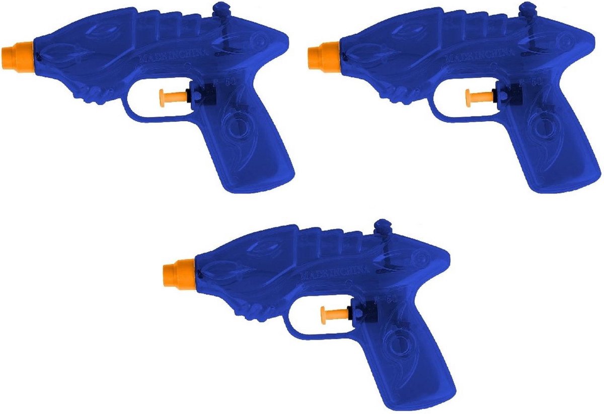 3x Waterpistool/waterpistolen blauw 16,5 cm