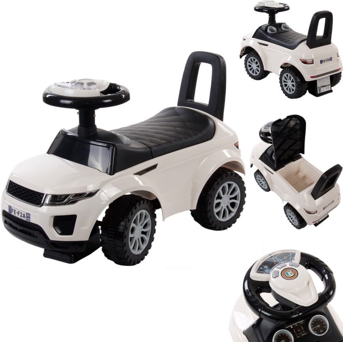   vanaf 1 jaar, bobby auto, kinderauto vanaf 12 maanden, babyauto, babywalker met claxon en motorgeluiden (Wit)