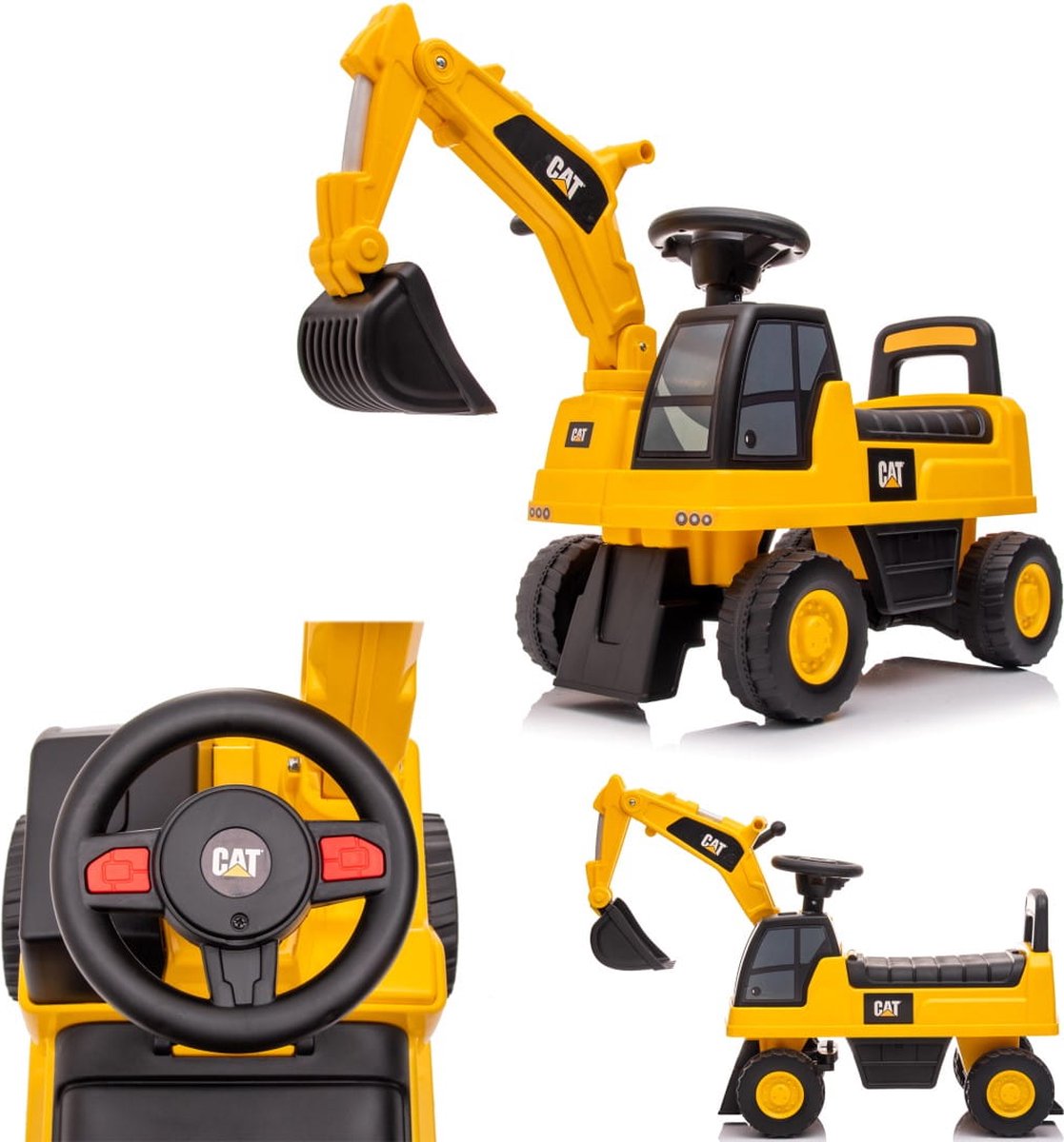   voor kinderen Graafmachine, Zitgraafmachine voor kinderen vanaf 1 jaar met ingebouwd opbergvak, duwauto kindergraafmachine met 2 geluidsknoppen, zandgraafmachine, schopgraafmachine