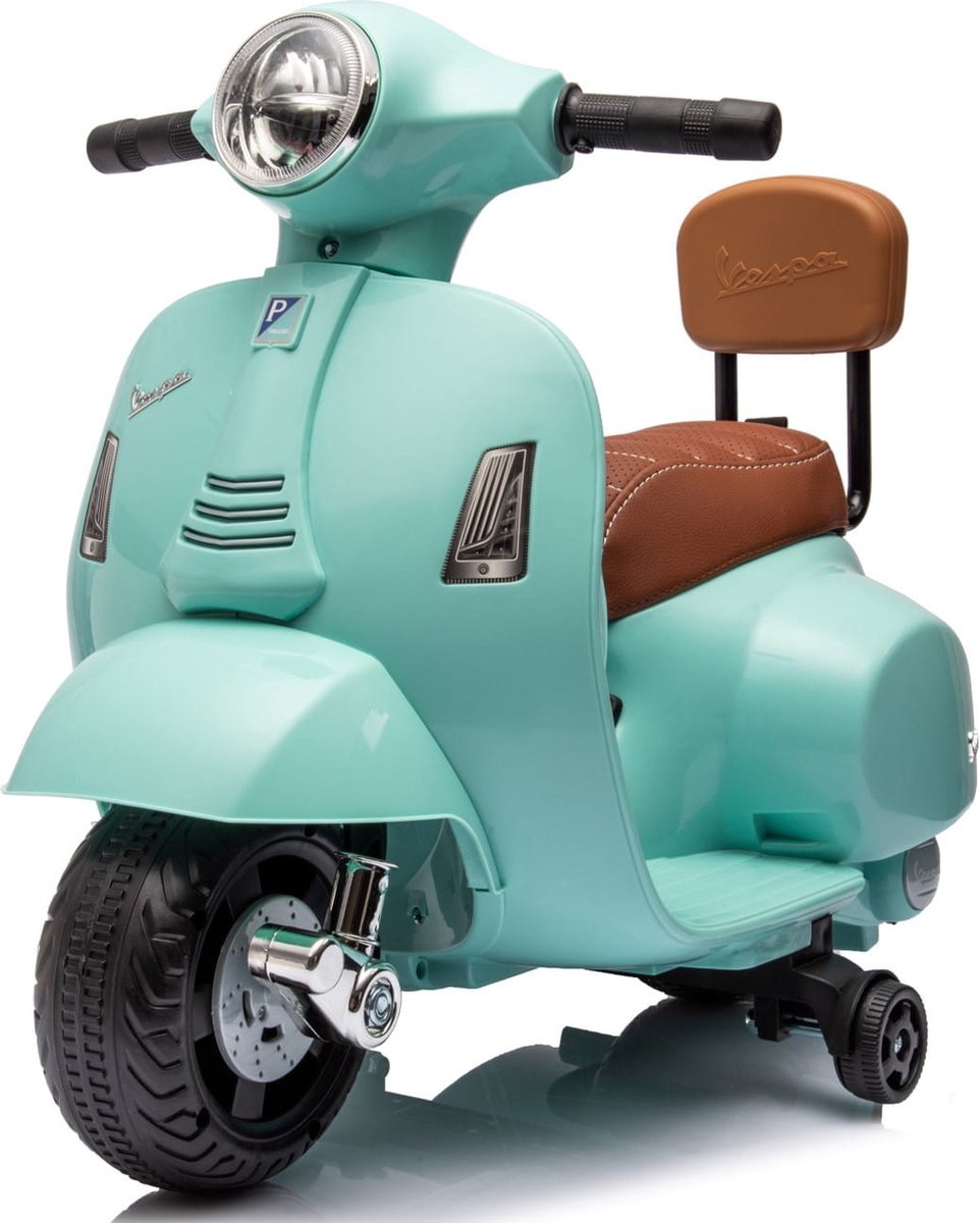 Vespa Elektrische motorfiets, kindermotorfiets, 18-36 maanden 2,5 km/u Rijtijd 45 minuten (Turkoois met rugleuning)
