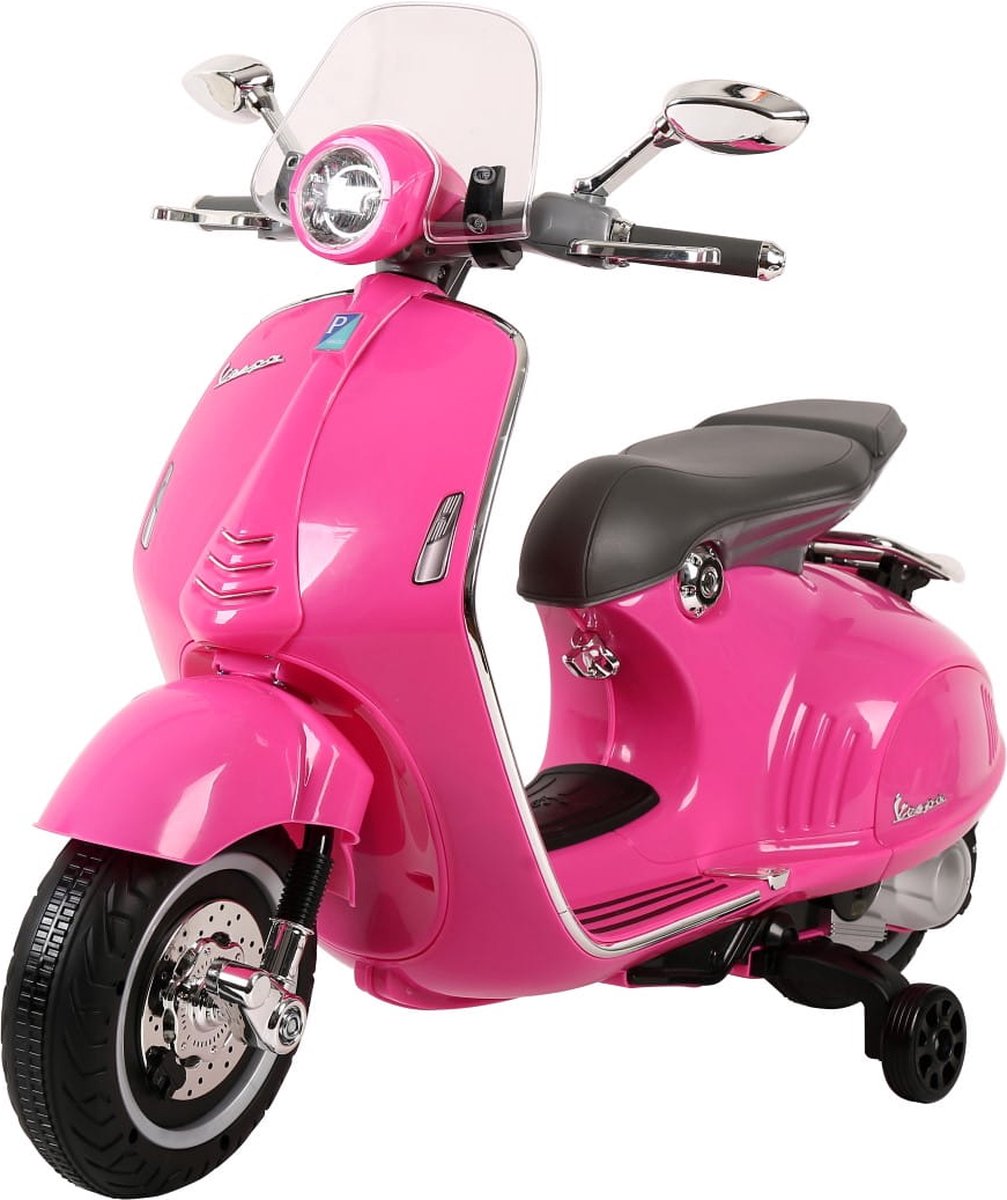Vespa elektrische kinderauto vanaf 18 maanden, kindermotor elektrisch, elektrische voertuigen 1x35W, 3km/h (Roze)