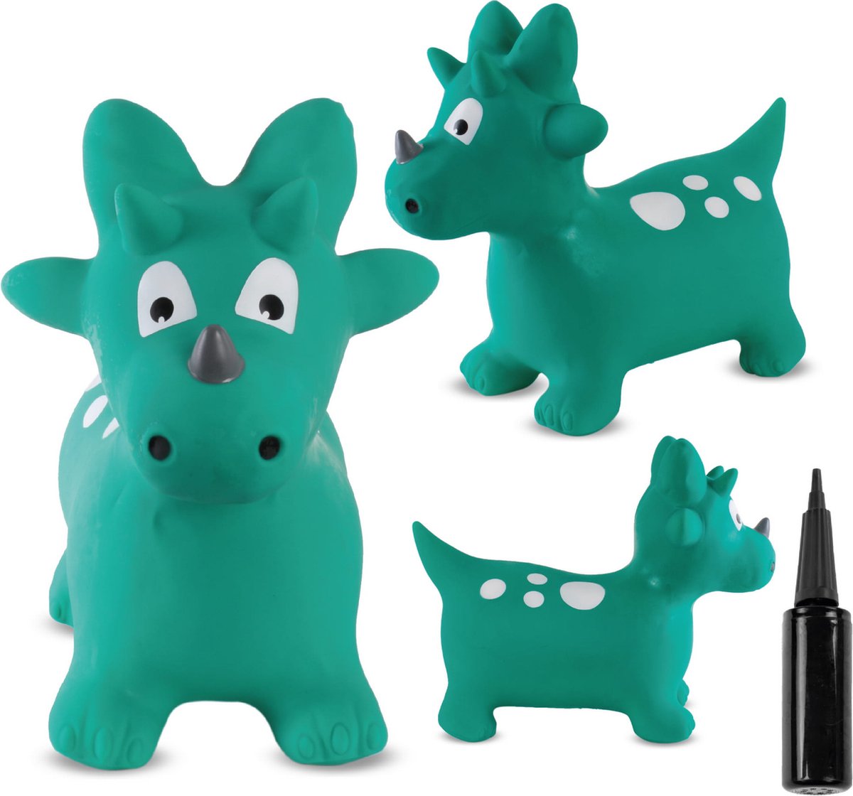 sun baby - Springdier met pomp vanaaf 1 jaar - Dinosaurus - groen - max 50kg, duurzaam rubber, gecertificeerd, bpa-vrij, springpaard, springhond