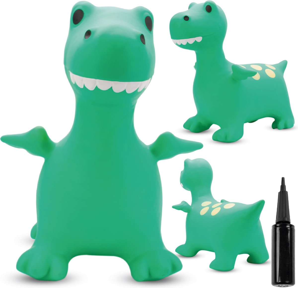 sun baby - Springdier met pomp vanaaf 1 jaar - Draak - groen - max 50kg, duurzaam rubber, gecertificeerd, bpa-vrij, springpaard, springhond