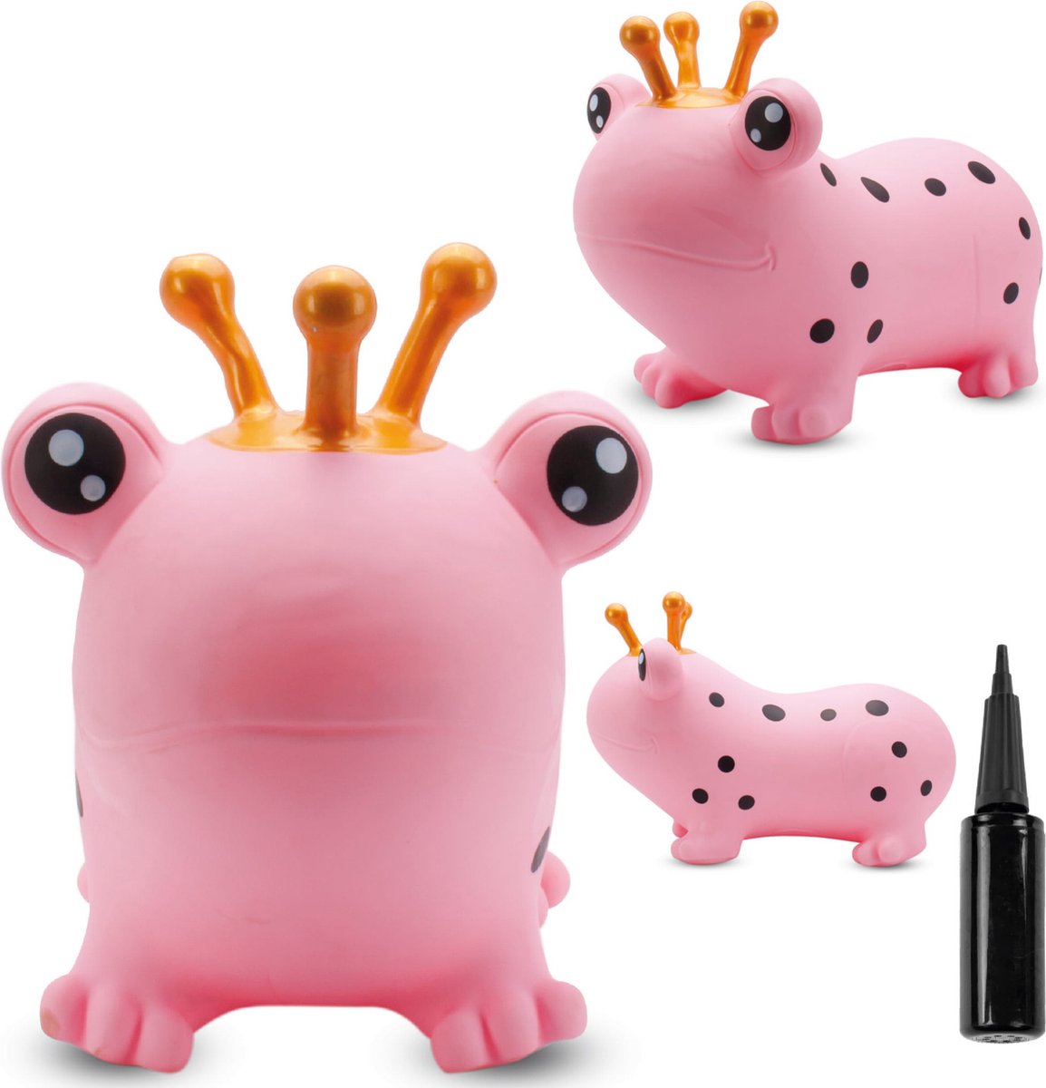 sun baby - Springdier met pomp vanaaf 1 jaar - Kikker - roze - max 50kg, duurzaam rubber, gecertificeerd, bpa-vrij, springpaard, springhond