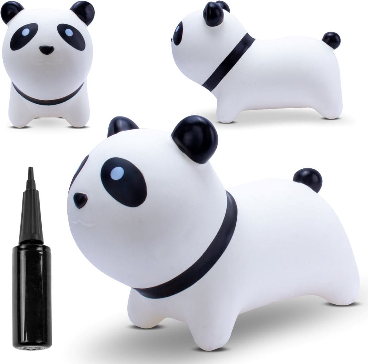 sun baby - Springdier met pomp vanaaf 1 jaar - Panda - wit - max 50kg, duurzaam rubber, gecertificeerd, bpa-vrij, springpaard, springhond