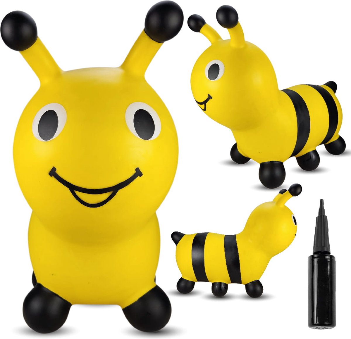 sun baby - Springdier met pomp vanaaf 1 jaar - Rups - geel - max 50kg, duurzaam rubber, gecertificeerd, bpa-vrij, springpaard, springhond