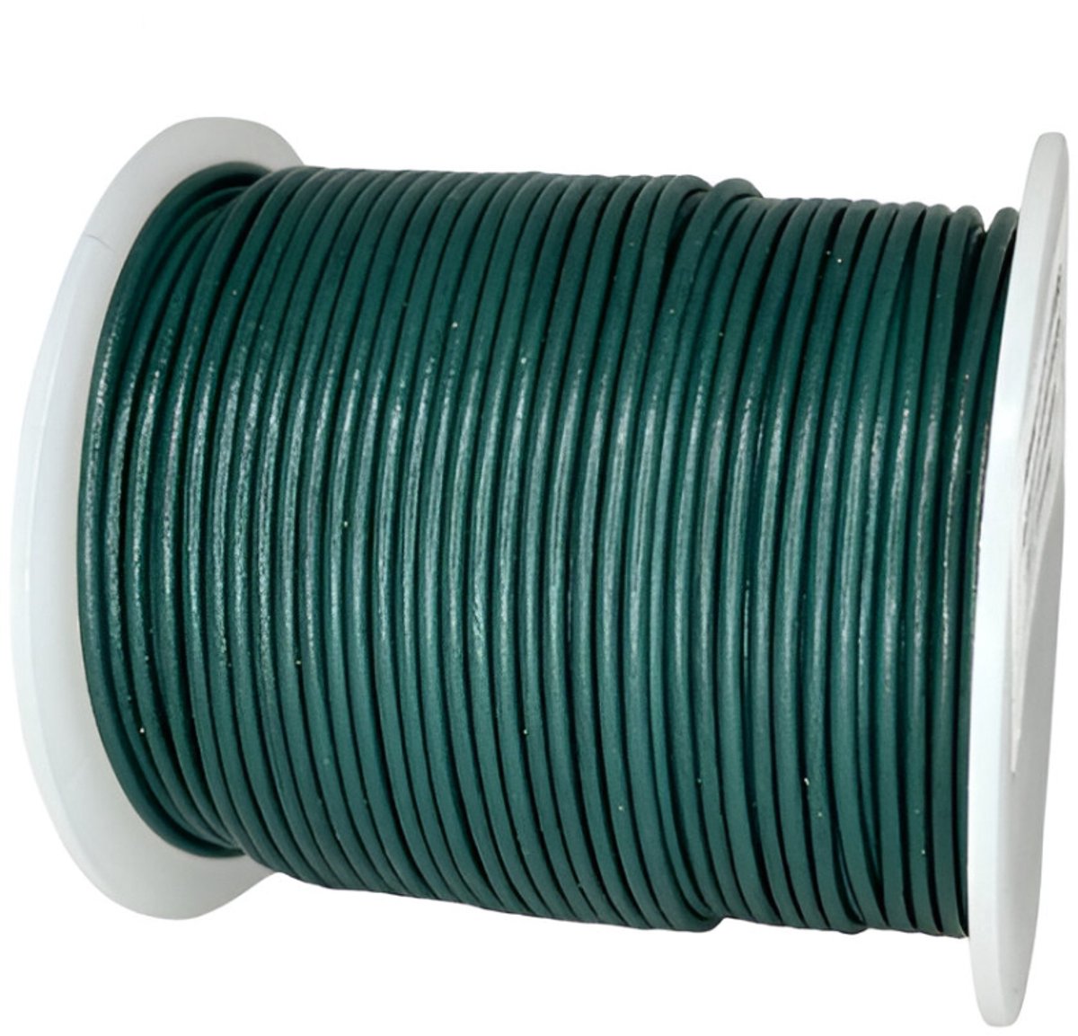 Leren Koord Rond, 50 m x 1.5 mm - Rond Lederen Koord, Voor Halskettingen, Armbanden, Sieraden, Knutselkralen en Veters (Army Groen)