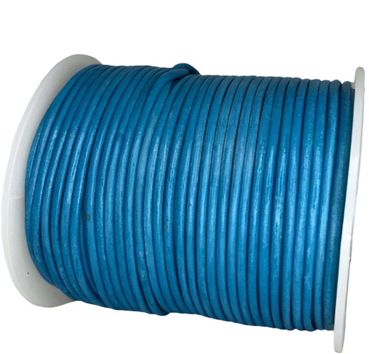 Leren Koord Rond, 50 m x 2 mm - Rond Lederen Koord, Voor Halskettingen, Armbanden, Sieraden, Knutselkralen en Veters (Aqua Blauw)
