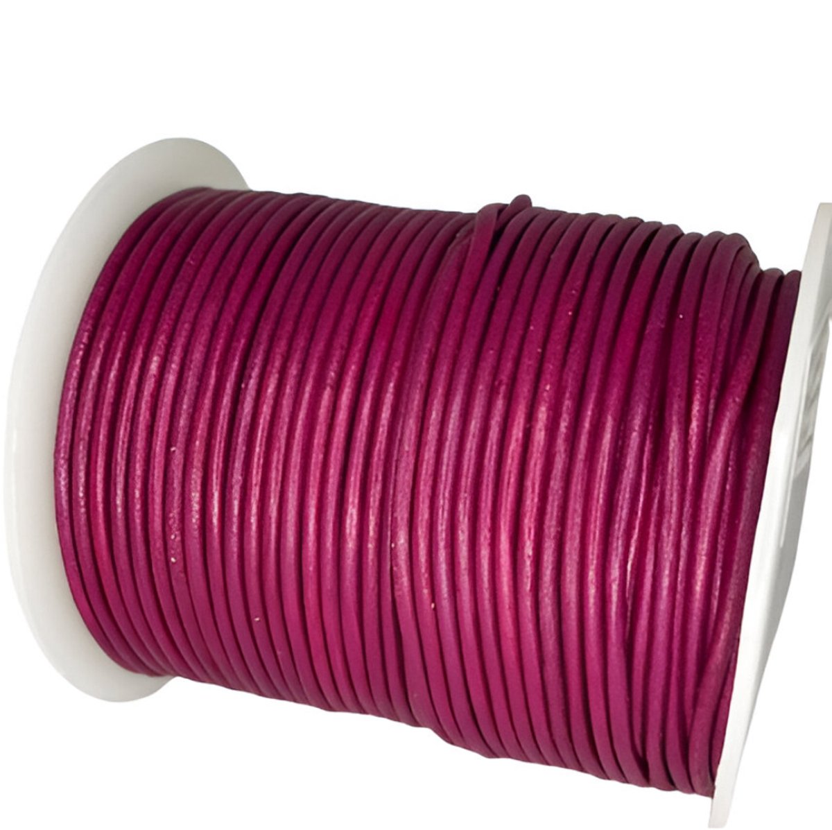 Leren Koord Rond, 50 m x 2 mm - Rond Lederen Koord, Voor Halskettingen, Armbanden, Sieraden, Knutselkralen en Veters (Fuchsia)