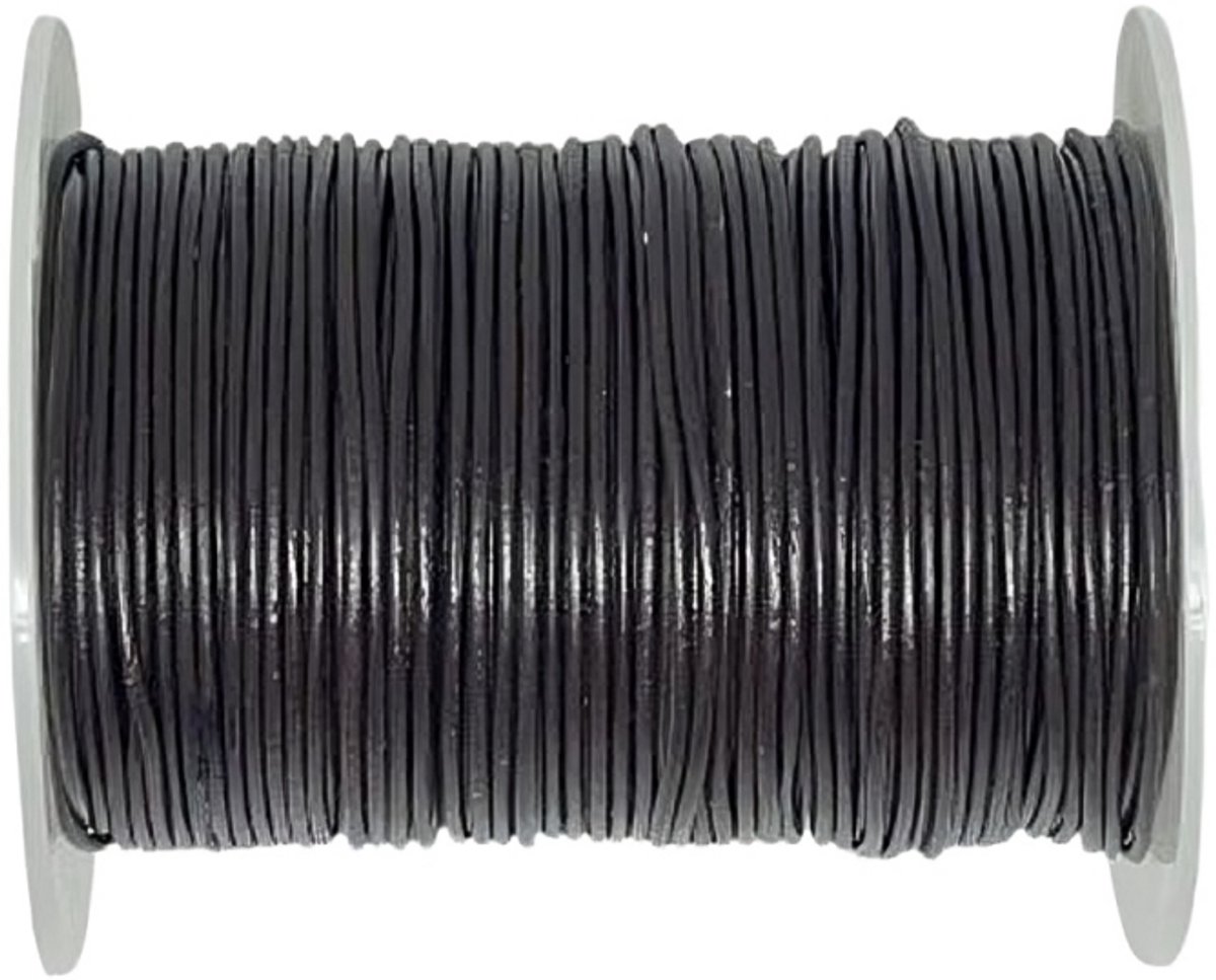 Leren Koord Rond, 50 m x 2 mm - Rond Lederen Koord, Voor Halskettingen, Armbanden, Sieraden, Knutselkralen en Veters (Koffiebruin)