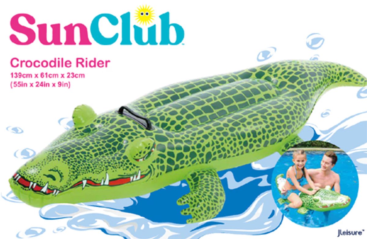 Opblaas krokodil - Crocodile rider - groen