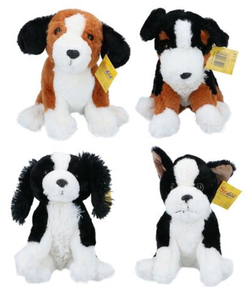 Pluche - knuffel - zittende hond - 4 assorti