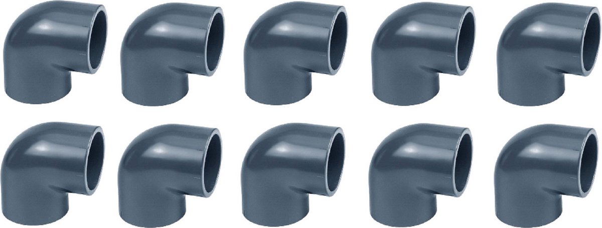 40mm KNIE 90° PN 10 Bar (10 Stuks) Druk Pvc Zwembad Vijver Pomp Lijmverbinding