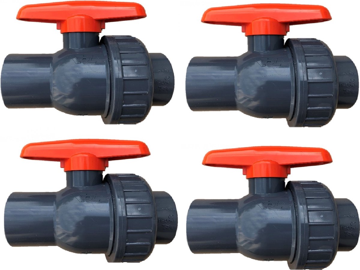 50mm Kogelkraan tweeweg klep Pvc Zwembad Pomp Vijver Afsluitklep (4 Stuks)
