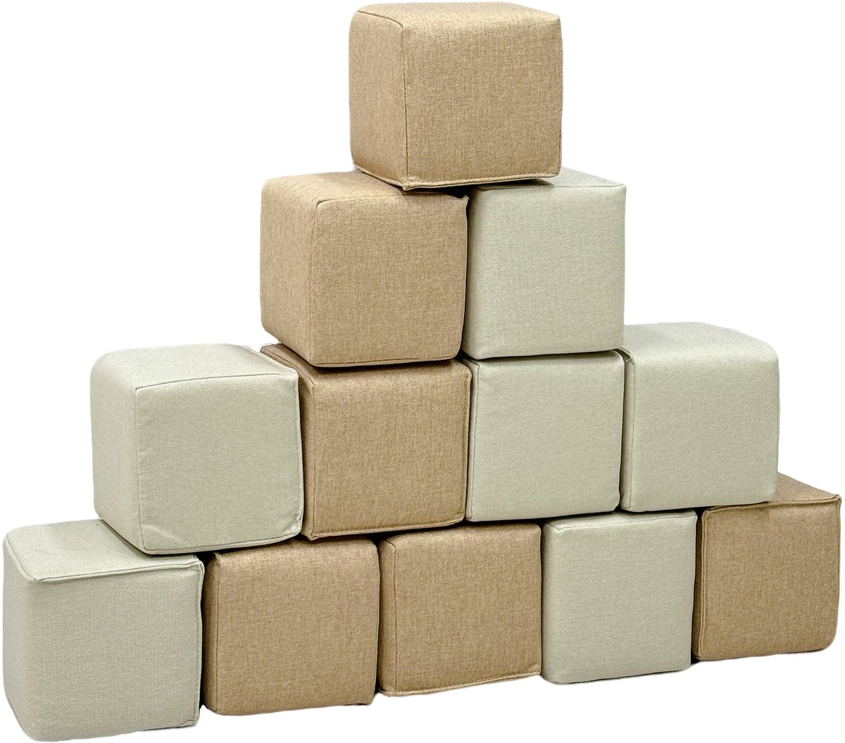 Sunny Dely Foam Stapelblokken – Zachte Foam Speelblokken – Foamblokken 12-delig - Beige en Crème – Montessori Speelgoed – Softplay - Vanaf 6 maanden – Veilig Spelen