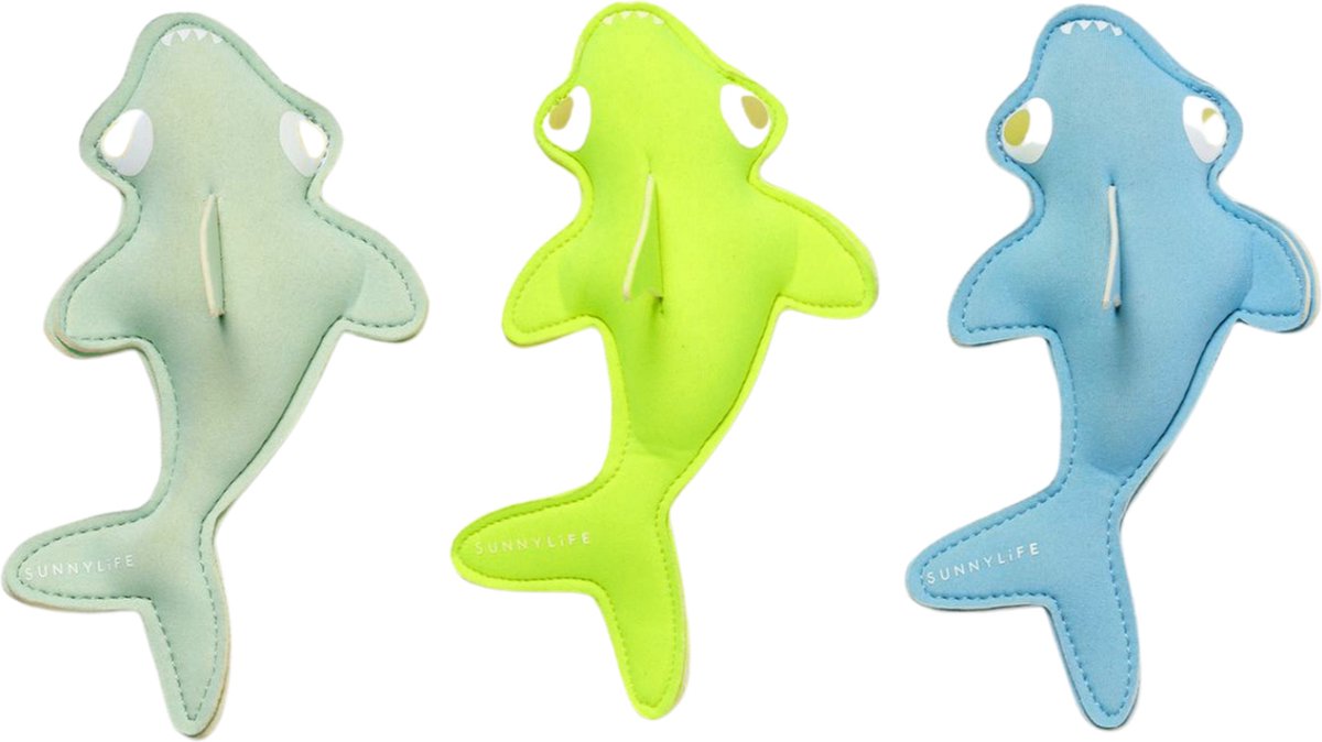 Sunnylife Duikspeelgoed - Dive Buddies Shark Tribe Blue Neon Circus - Set 3 stuks - 20 x 6 x 3 cm