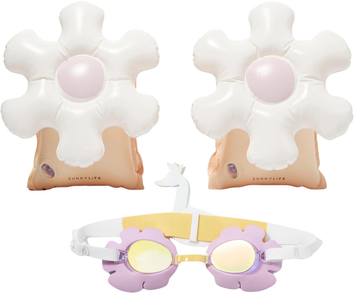 Sunnylife Princess Swan - Zwemset - Zwembandjes & Zwembril - 3/6jr - max 25kg.