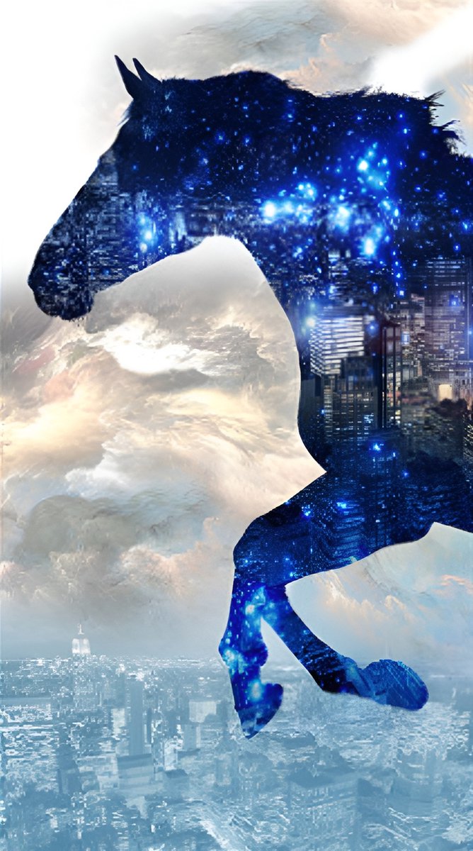 5D Diamond Painting 60x110cm - Blauw paard - Volledige Set - Inclusief Pen Schudbakje Wax Opbergzakjes en Wit Stickers - Ronde steentjes- Dieren