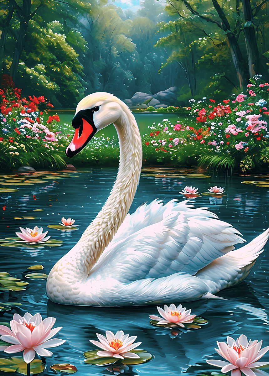 5D Diamond Painting Vierkante steentjes - Painting maat 50x70cm - Fluwelen canvas - Volledige bedekking - Complete set - Witte zwaan