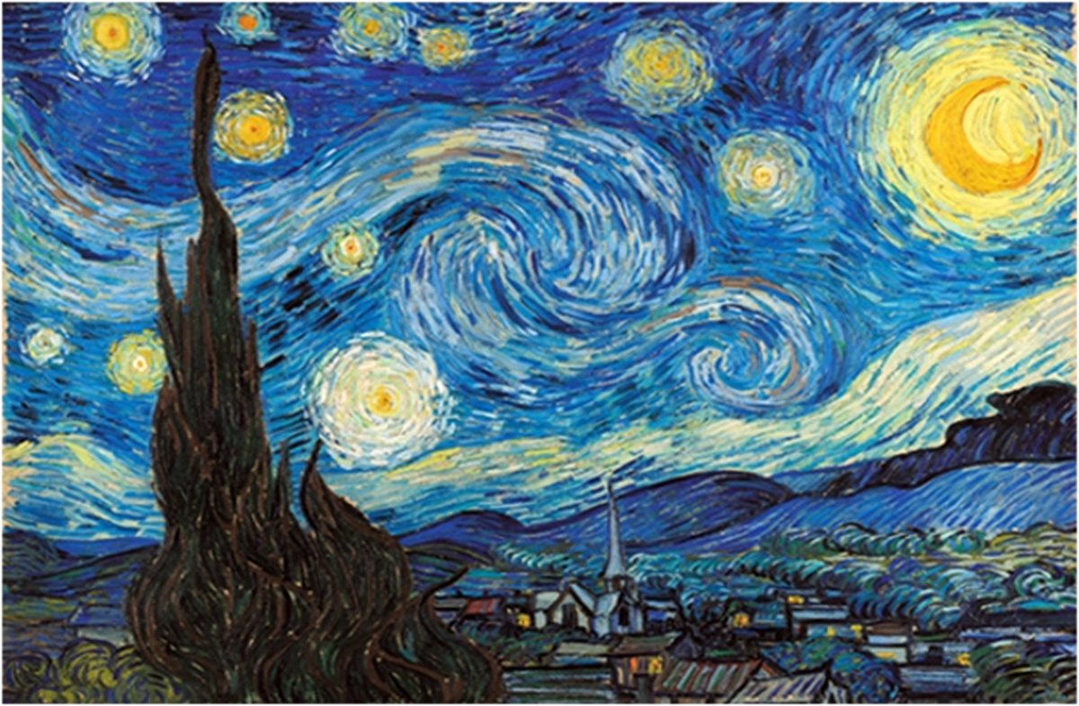 5D Diamond Painting Volwassenen - The Starry Night - Fotoformaat 50x70cm - Volledige Set – Inclusief Pen Schudbakje Wax Opbergzakjes en Wit Stickers - Ronde steentjes - Vincent van Gogh