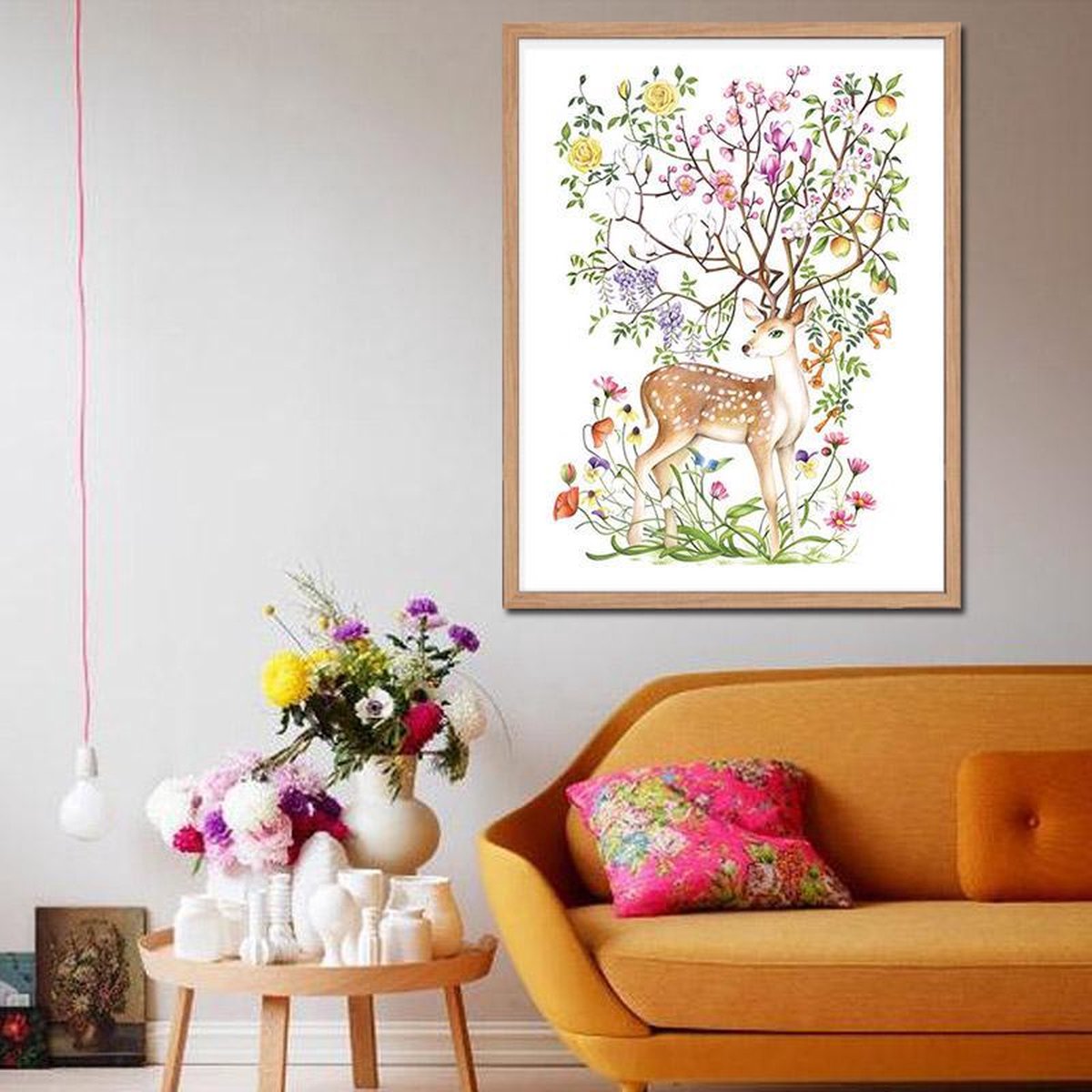 Diamond Painting 50x70cm - Sikahert - Volledige dekking - Ronde steentjes met speciale vorm, AB steentjes - Hert