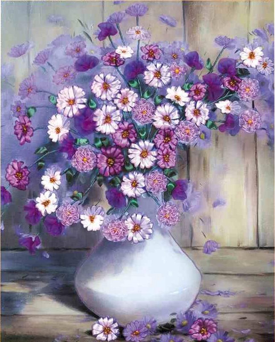 Diamond Painting Volwassenen - Madeliefje - fotoformaat 50x40cm - Volledige dekking - Ronde steentjes - Bloemen