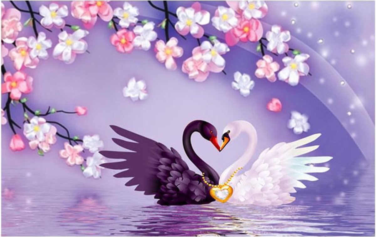 Diamond Painting Volwassenen - Zwanen - fotoformaat 40x50cm - Volledige dekking - Ronde steentjes - Swan - Dieren