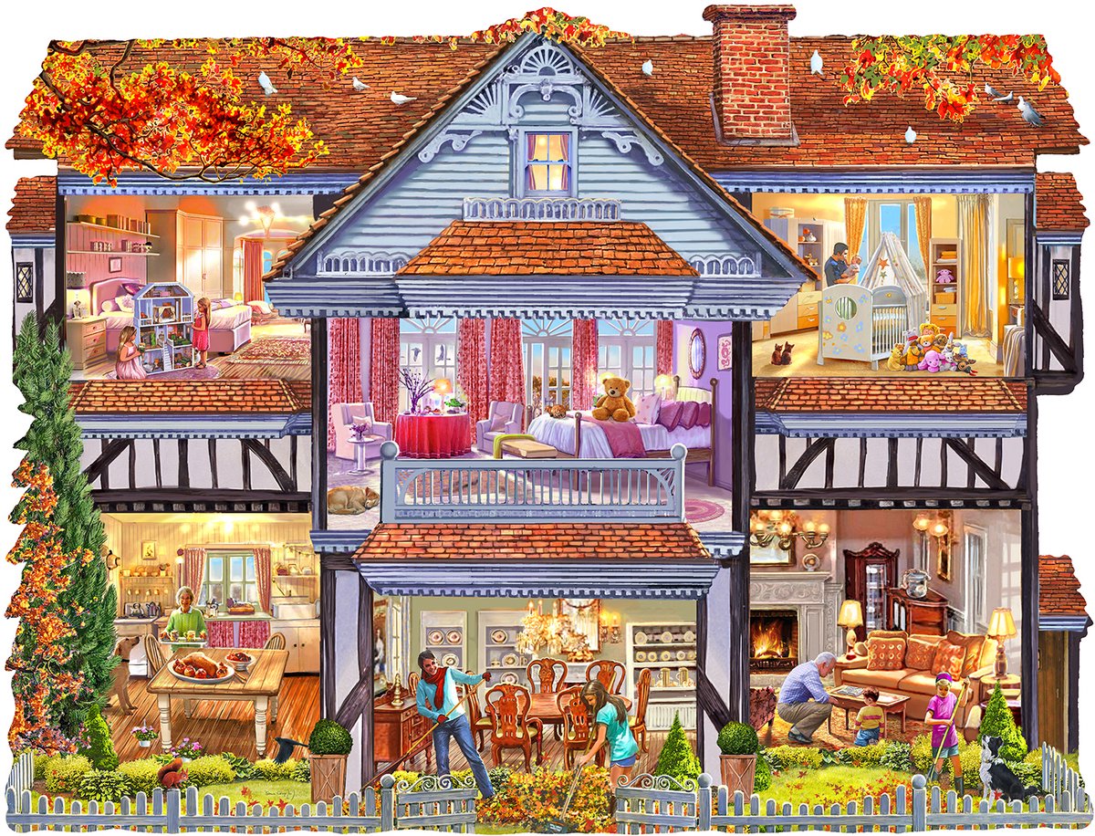 SunsOut legpuzzel Autumn Country House 1000 stukjes puzzel.