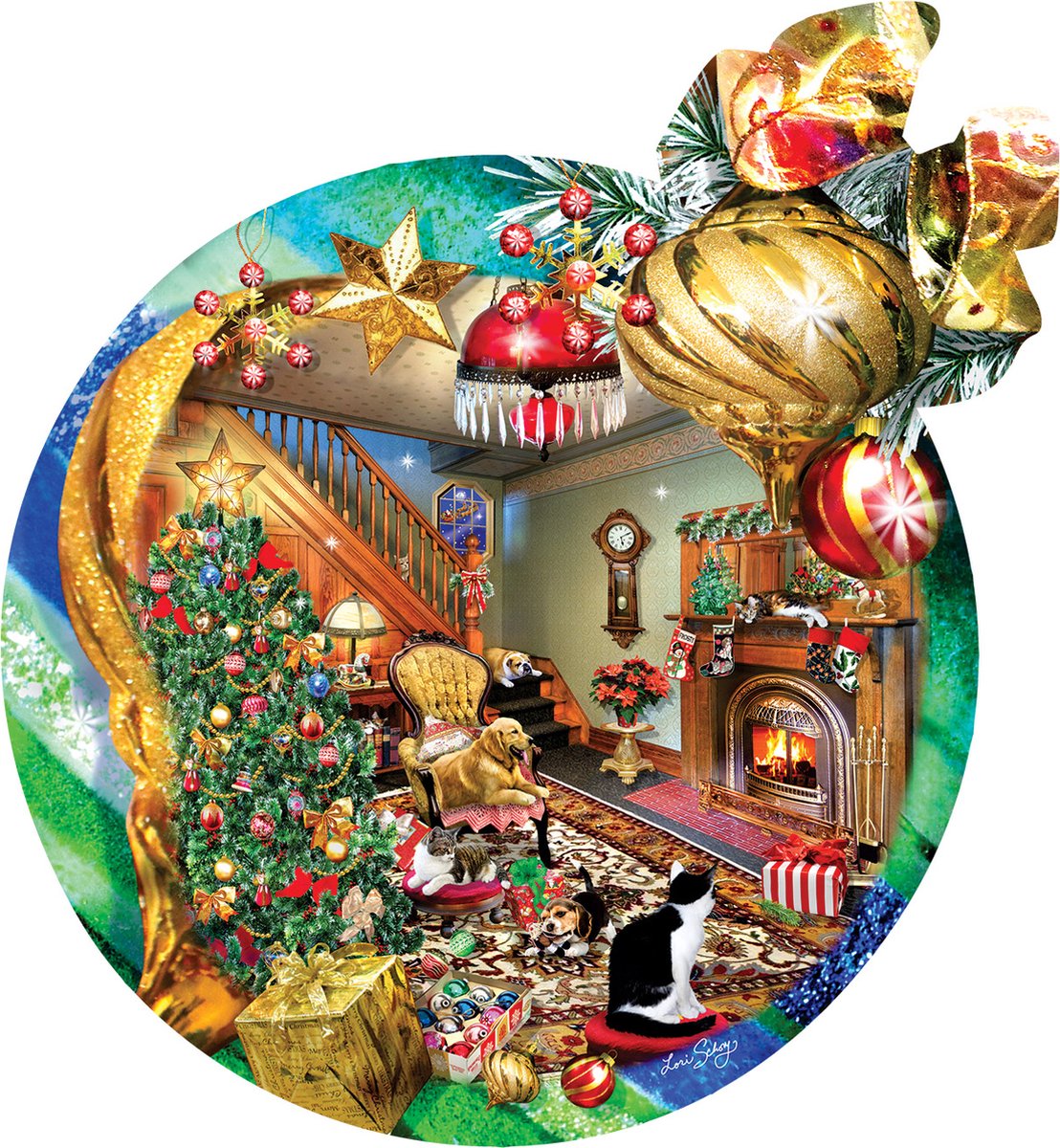 SunsOut puzzel Fireside Ornament - legpuzzel 750 stukjes kerst.