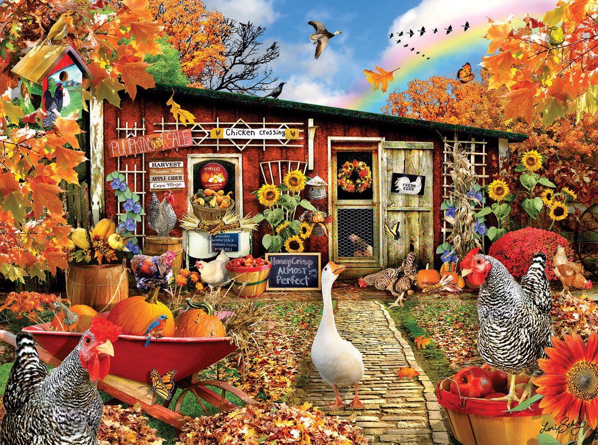 SunsOut puzzel Lori Schory - Chicken Crossing - 500 stukjes.