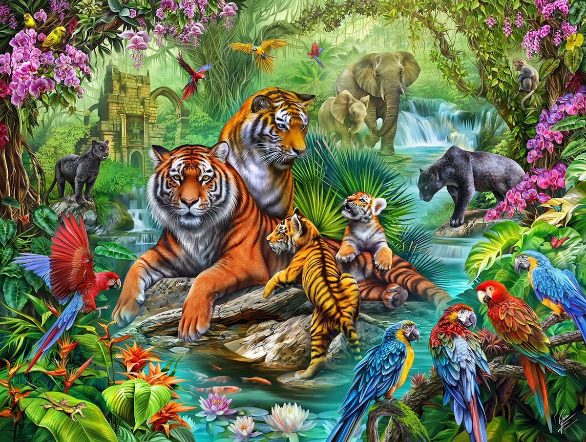 SunsOut puzzel Tiger Jungle - 500 stukjes legpuzzel.