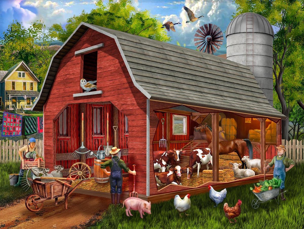 SunsOut puzzel XXL stukjes - The Old Red Barn - 300 stukjes.