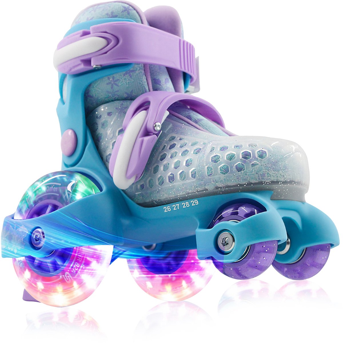 Suotu Rolschaatsen Verstelbaar - Lichtgevende wielen - Rolschaatsen Kinderen - Maat EUR 24-27 - Blauw