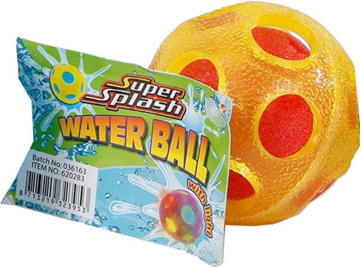 Super Splash Waterbal Met Licht Junior 6,5 Cm Spons Geel