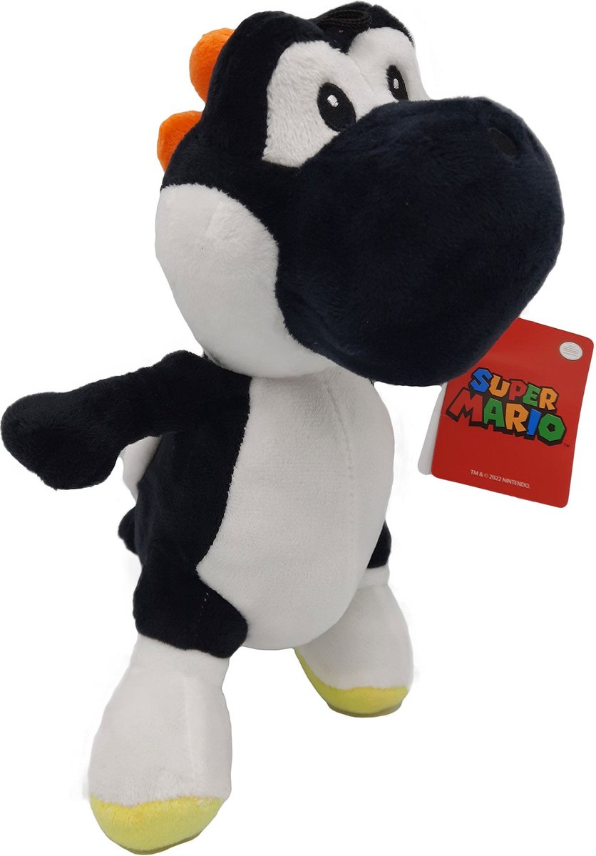 Yoshi Zwart - Super Mario - Knuffel - Pluche - 28 cm