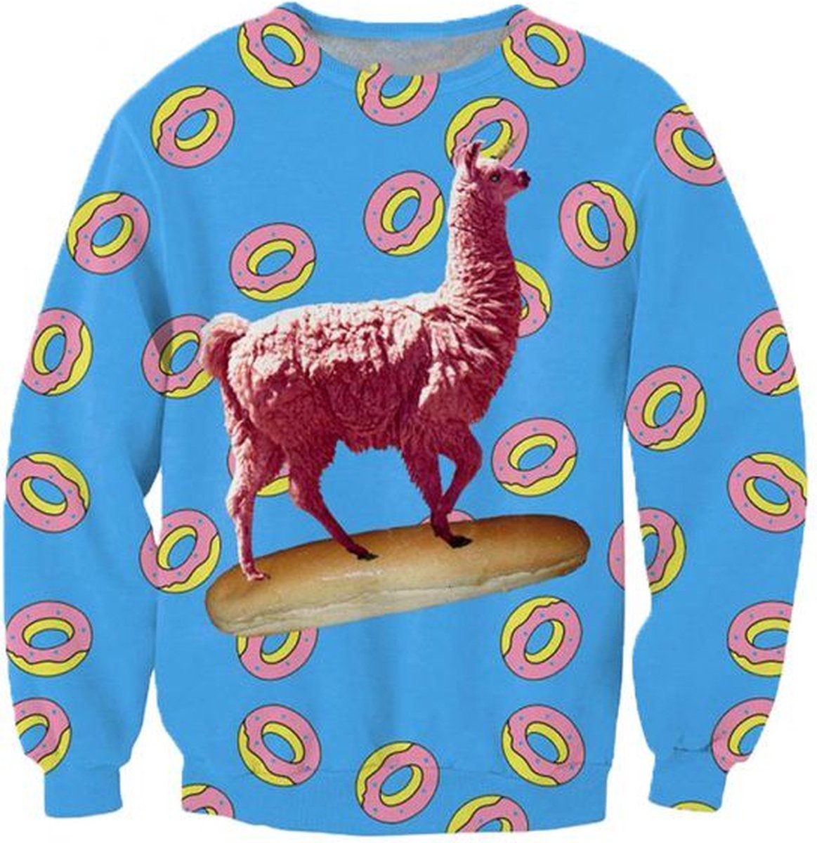Lama eenhoorn met Donuts - Maat XL - Festival Trui - Superfout - Foute Trui - Feestkleding - Festival outfit - Foute kleding - Foute party kleding -