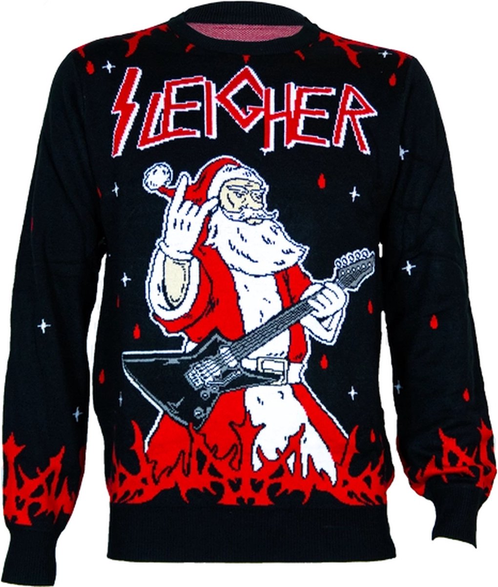 Sleigher Kersttrui voor Metalheads - Maat L - Foute Kersttrui DrunkenDinos - Gebreide kersttrui - Foute trui - Feestkleding - Kerstkleding Fout Kerst Feest - Kerst trui - Kersttrui dames - Kersttrui heren - Lelijke Kersttrui - Grappige Kersttrui
