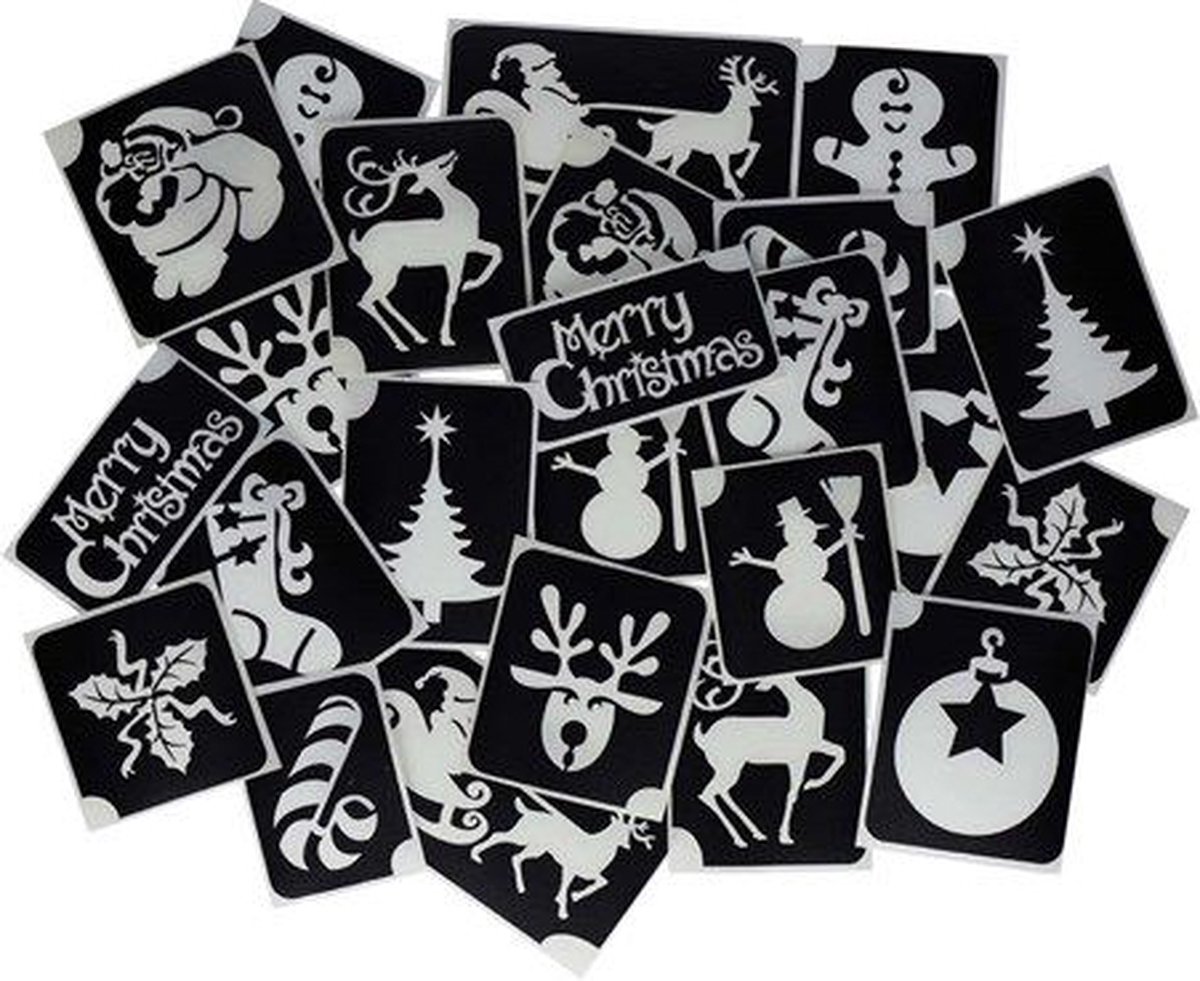 Superstar Glitter Tattoo Stencils XL Kerstmis / Christmas 24 stuks (98815)