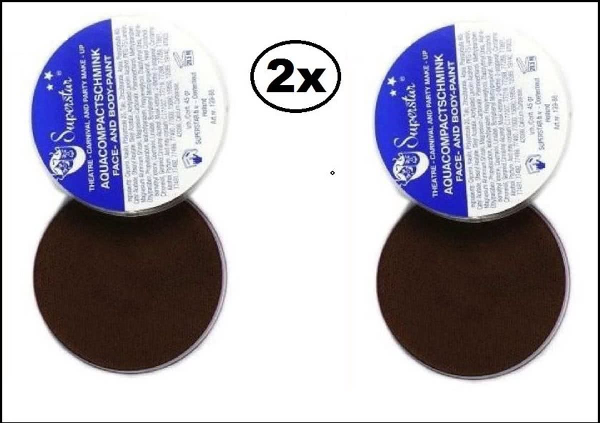 2x   Aqua face & body paint 45 gram bruin