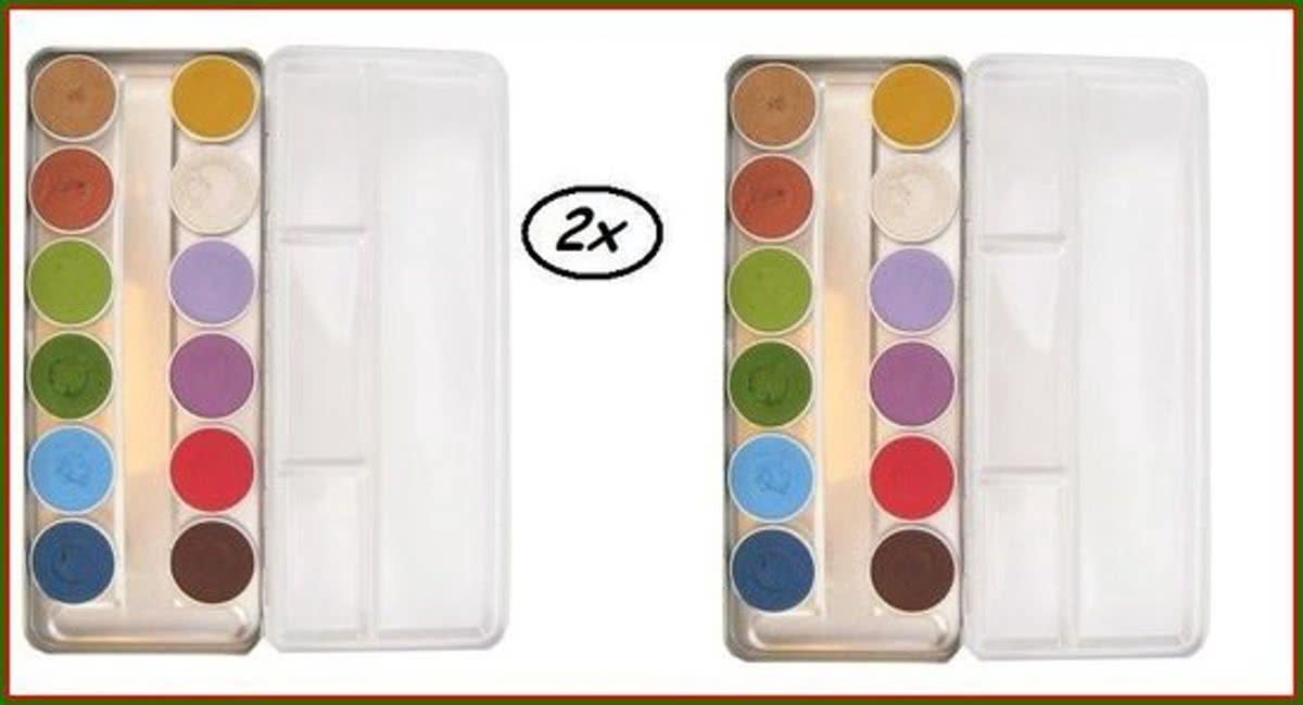 2x   schmink palet basic sprookjes/dieren 12 kleuren