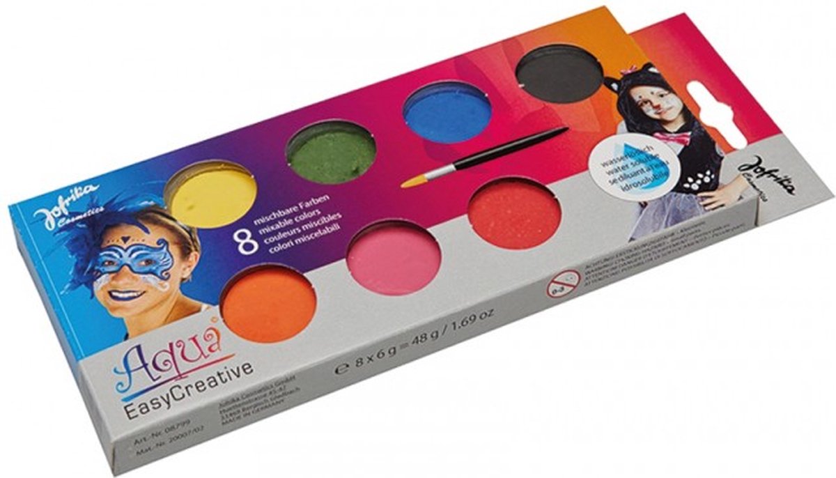 Aqua schminkpallet 8 x 6 gram incl. penseeltje