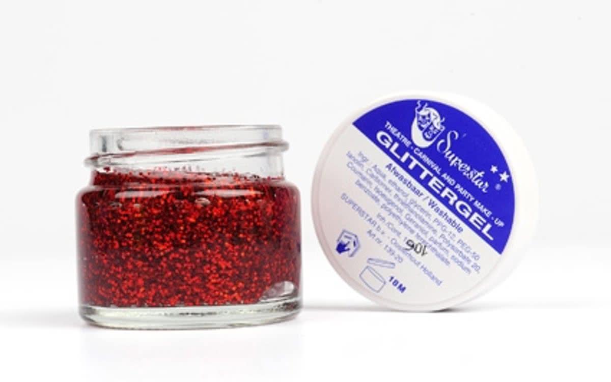 Glittergel rood pot 15 ml