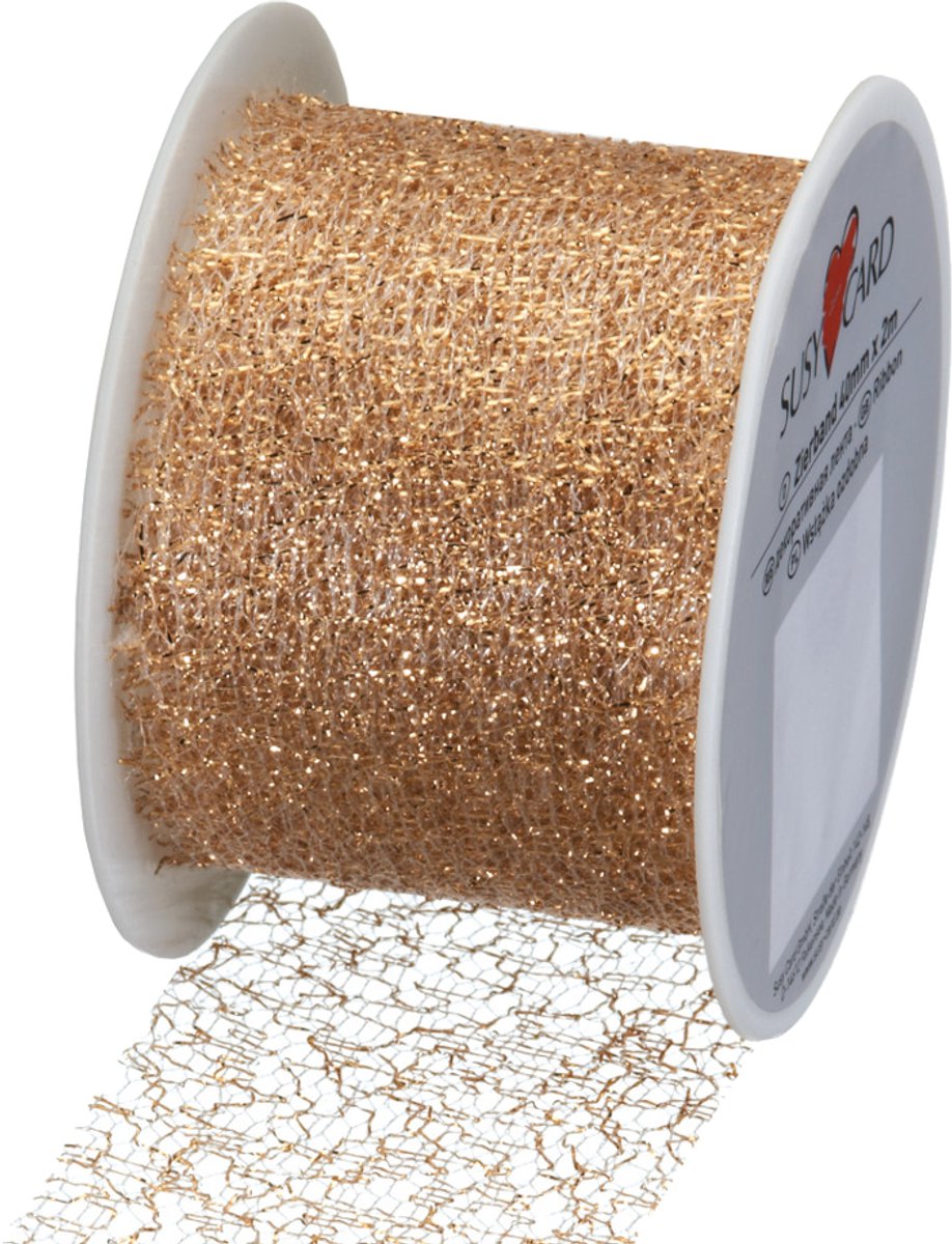 SUSY CARD Geschenkband metallic kant, goud 40mm x 2m
