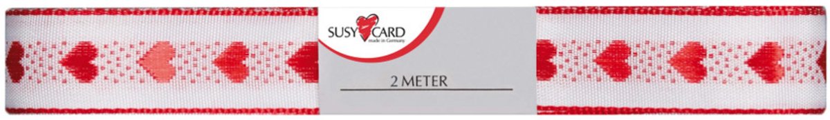 SUSY CARD cadeaulint Herzilein, 15 mm x 2 m, rood/wit