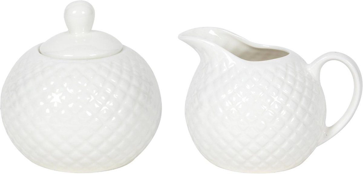 Melk en suikerpot Diamond porselein.