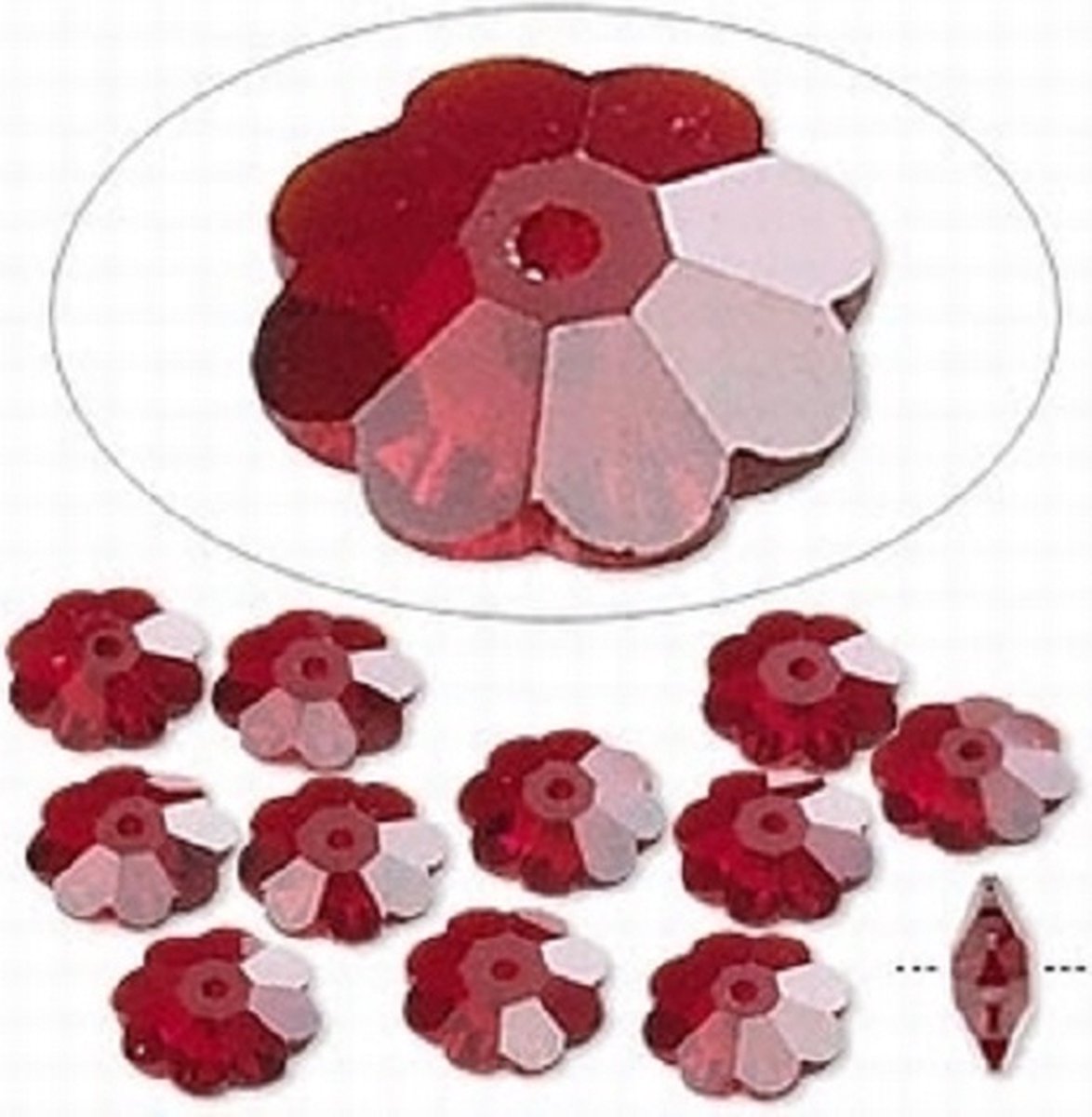 Swarovski Elements, 18 stuks Marguerite / Lochrose kralen, 10mm, siam, 3700