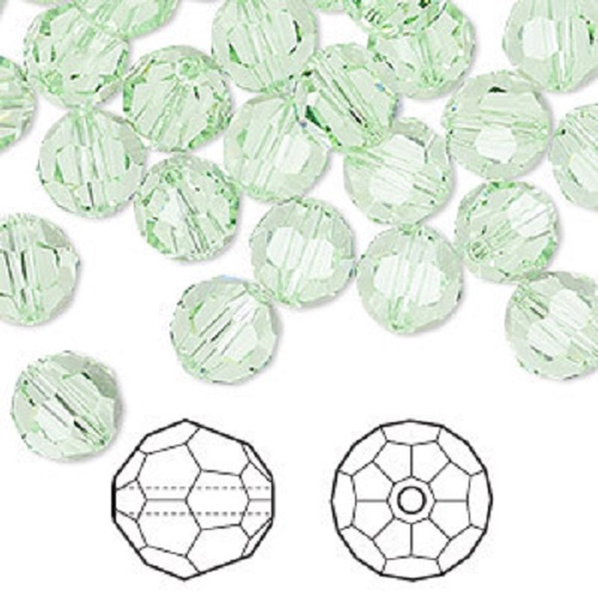 Swarovski Elements, 18 stuks Swarovski ronde kralen, 8mm, chrysolite, (5000)