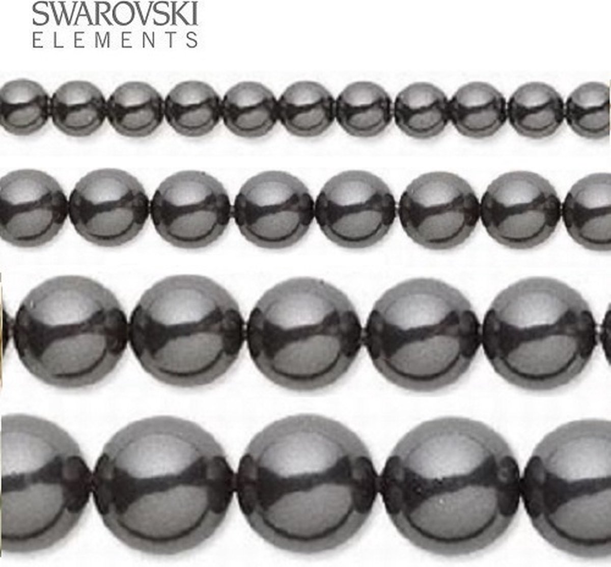 Swarovski Elements, 20 stuks Swarovski Parels, 10mm (20cm), BLACK, 5810